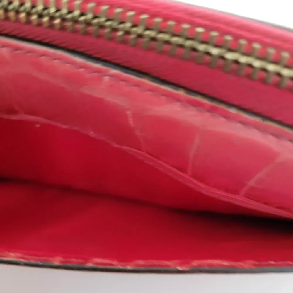Coach‎ Leather Wallet Croc Salomon Red Zip Around Large Clutch Geniue Leather